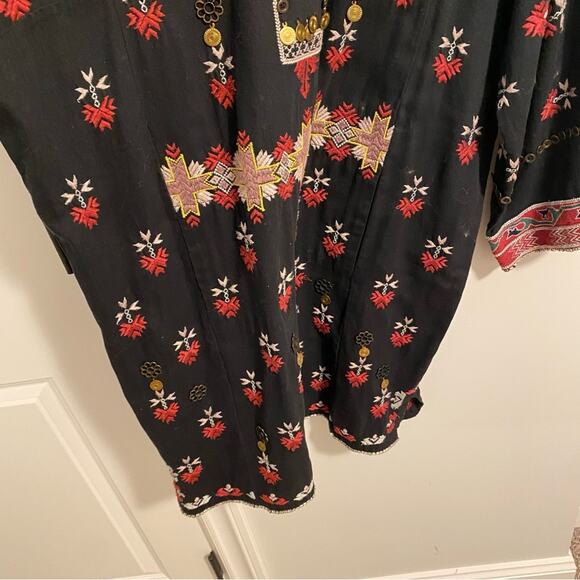 Ulla Johnson Black Red Intricate Golden Long Sleeve Mini Dress Medium - Picture 15 of 16